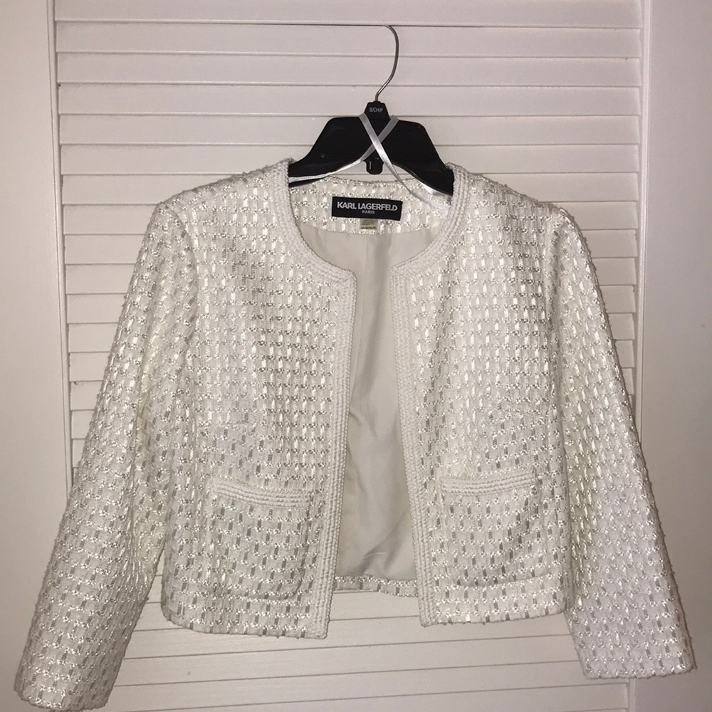 Karl Lagerfeld Tweed Crop Jacket - Picture 5 of 14